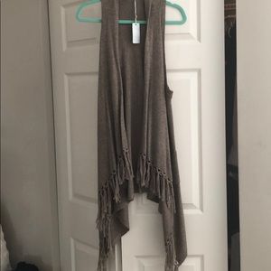 NWT Cashmere Boho fringed wool sweater vest